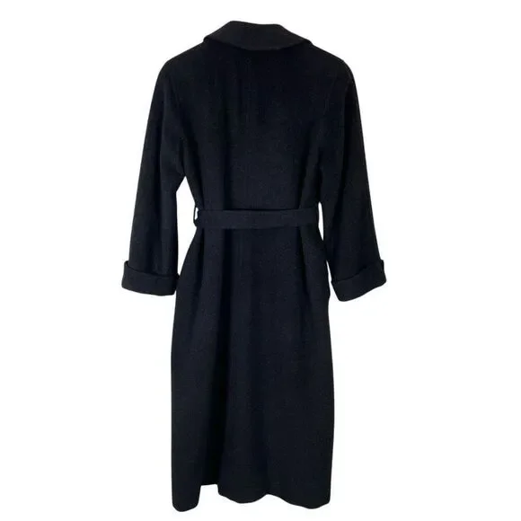 Ralph Lauren LRL Camel Hair Robe Style Wrap Coat Women’s 4 Black Old Money *Read - Picture 8 of 15
